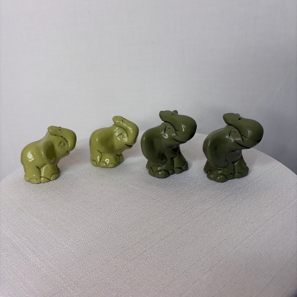 Ceramic Elephant Incense Holders Set of 4 Vintage Green(F100)✨